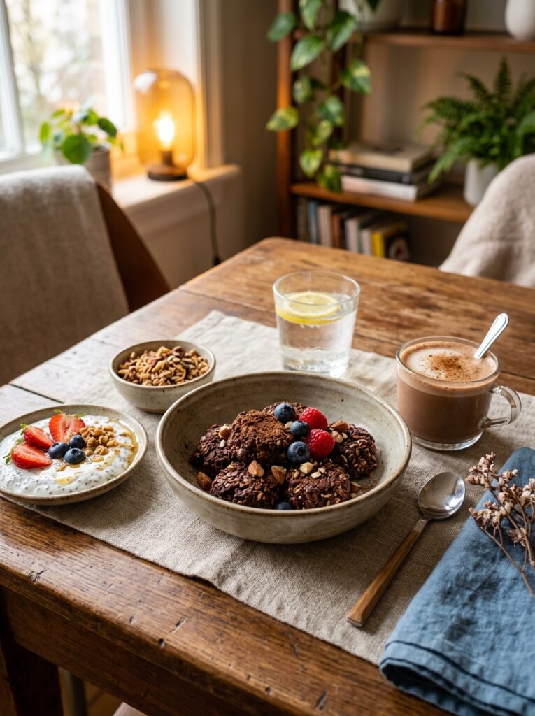 high protein chocolate oat bites 15 Chocolate oat bites setup table 202605051703