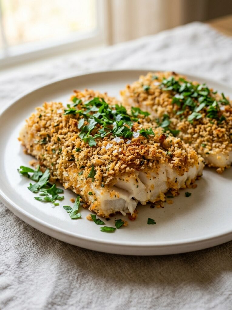 high protein crusted cod dinner 12 Cod dinner with visible ingredients 202605301906