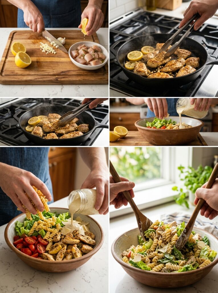 Lemon Garlic Chicken Caesar Pasta Salad 14 Cooking Lemon Garlic Chicken Cae… 202606061915