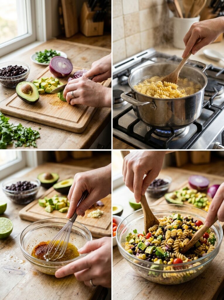 Tex Mex black bean avocado pasta salad recipe 14 Cooking black bean avocado pasta… 202606051557