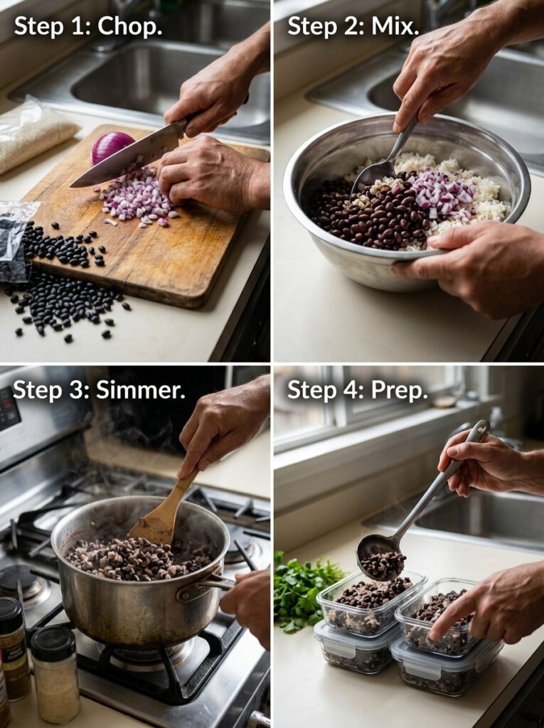 Cheap meal prep black beans rice 14 Cooking black beans rice step by… 202606121402
