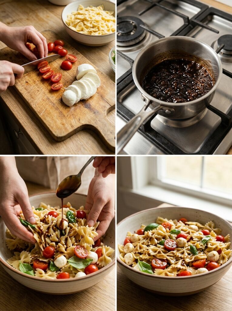 Tangy balsamic glaze caprese pasta salad 14 Cooking caprese pasta salad step… 202606051623