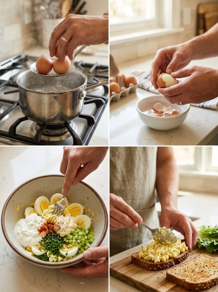 high protein egg salad sandwich 14 Cooking egg salad sandwich process 202605241425