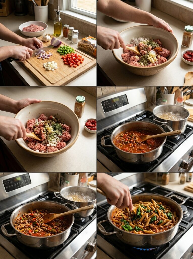high protein ground turkey pasta 14 Cooking ground turkey pasta step… 202605042109