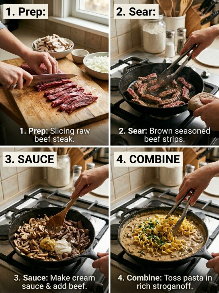 High Protein Beef Stroganoff Pasta 14 Cooking high protein beef stroga… 202605160041