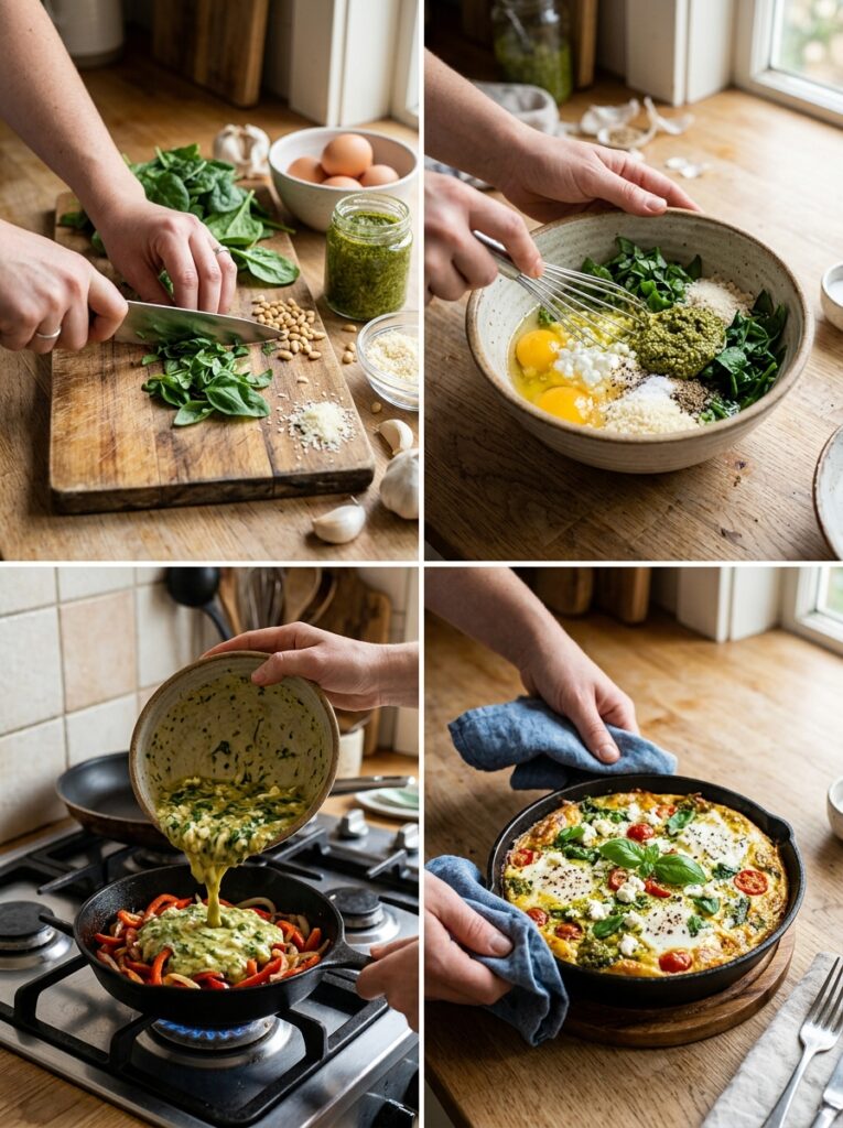 High Protein Pesto Baked Eggs Recipe 14 Cooking high protein pesto eggs 202605101213