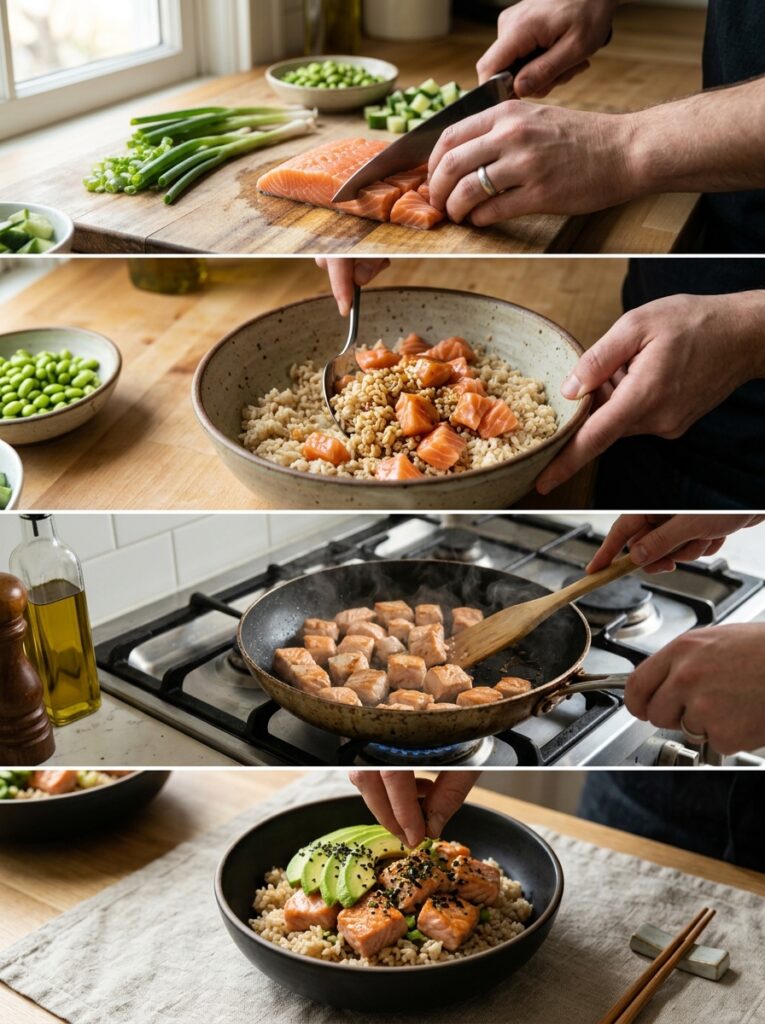 High Protein Salmon Rice Bowl: Easy, Flavor-Packed Meal Prep Recipe 14 Cooking salmon rice bowl step by… 202605121452