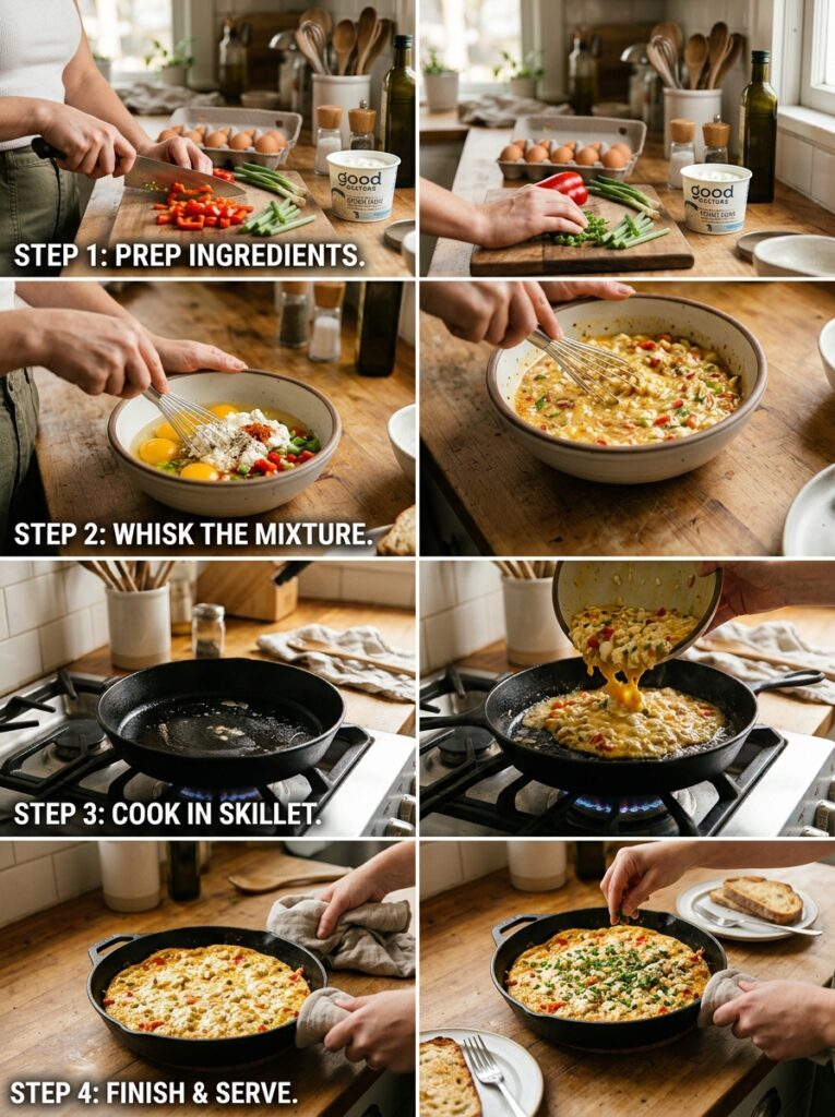 Cooking skillet eggs with cottag… 202605081125