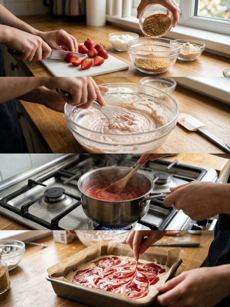 High Protein Strawberry Cheesecake Bars 14 Cooking strawberry cheesecake bars 202605231351