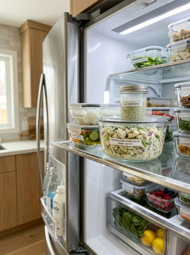 High Protein Crab Salad Bowl 16 Crab salad bowl fridge organization 202605231341