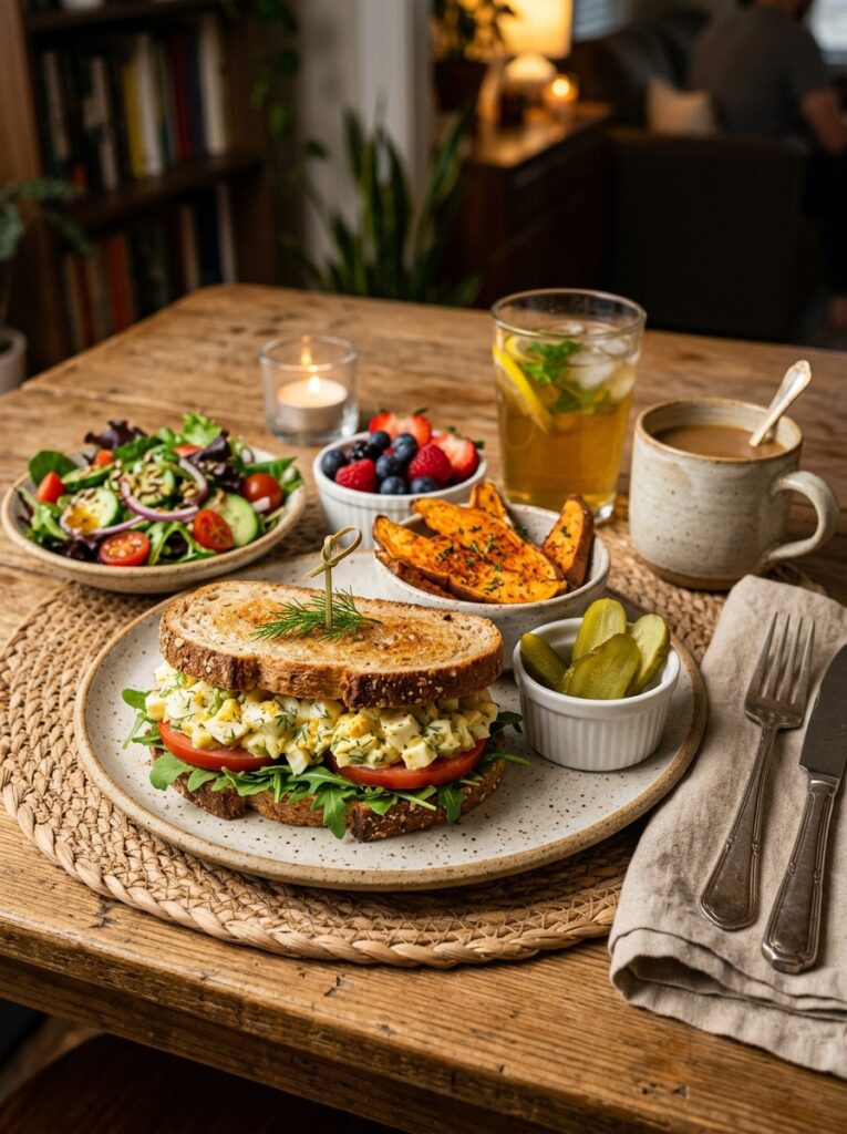 high protein egg salad sandwich 15 Egg salad sandwich setup dishes 202605241426