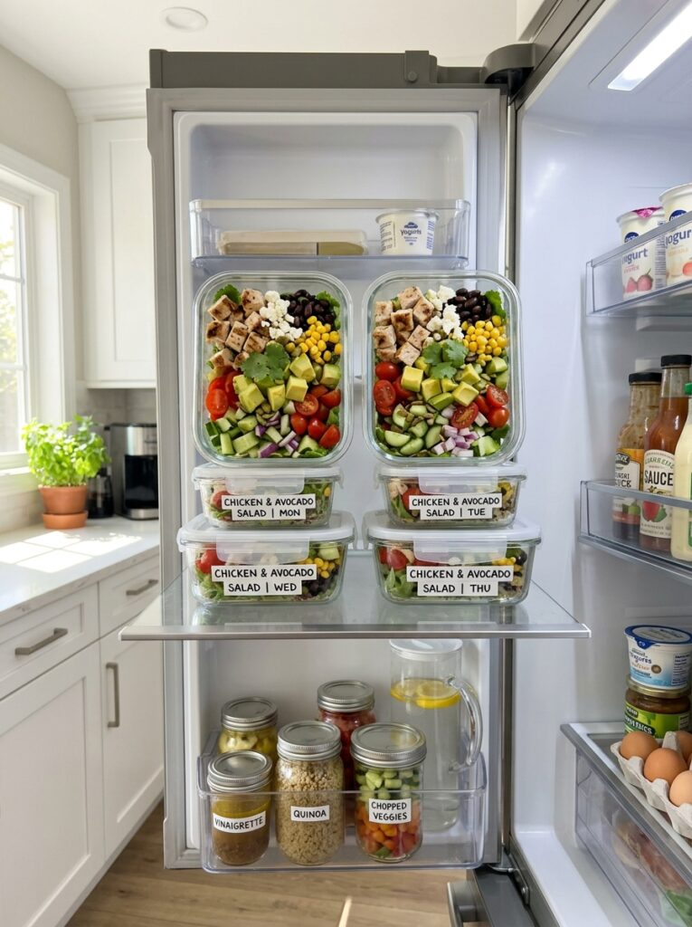 High Protein Chicken Avocado Chopped Salad 16 Food containers with chicken salad 202605311516
