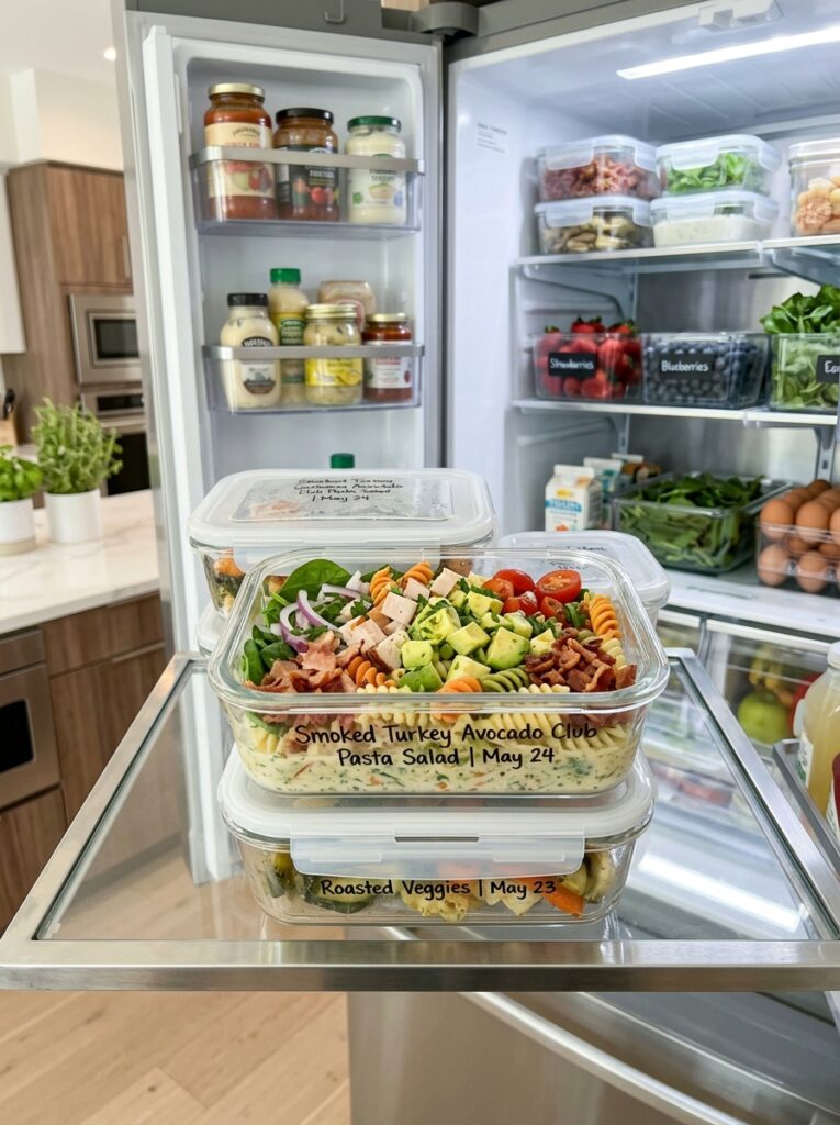 Food containers with pasta salad 202606061933