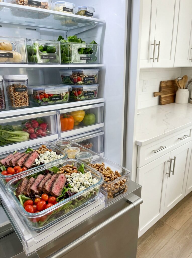 High Protein Steak Blue Cheese Salad 16 Food containers with steak salad 202605131647