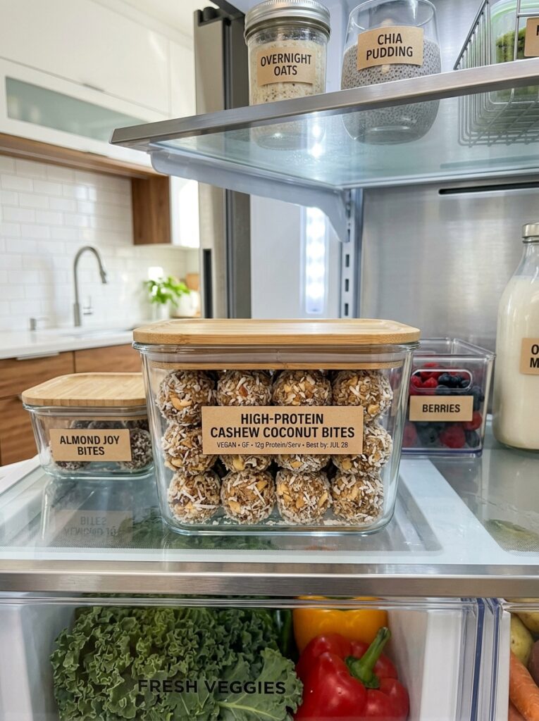High Protein Cashew Coconut Bites: A Simple Homemade No-Bake Snack 16 Food storage containers cashew b… 202605031842