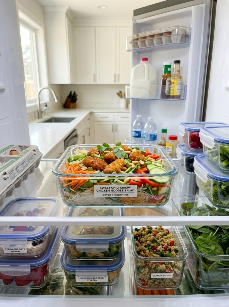Sweet Chili Crispy Chicken Noodle Salad 16 Food storage containers chicken … 202606051634