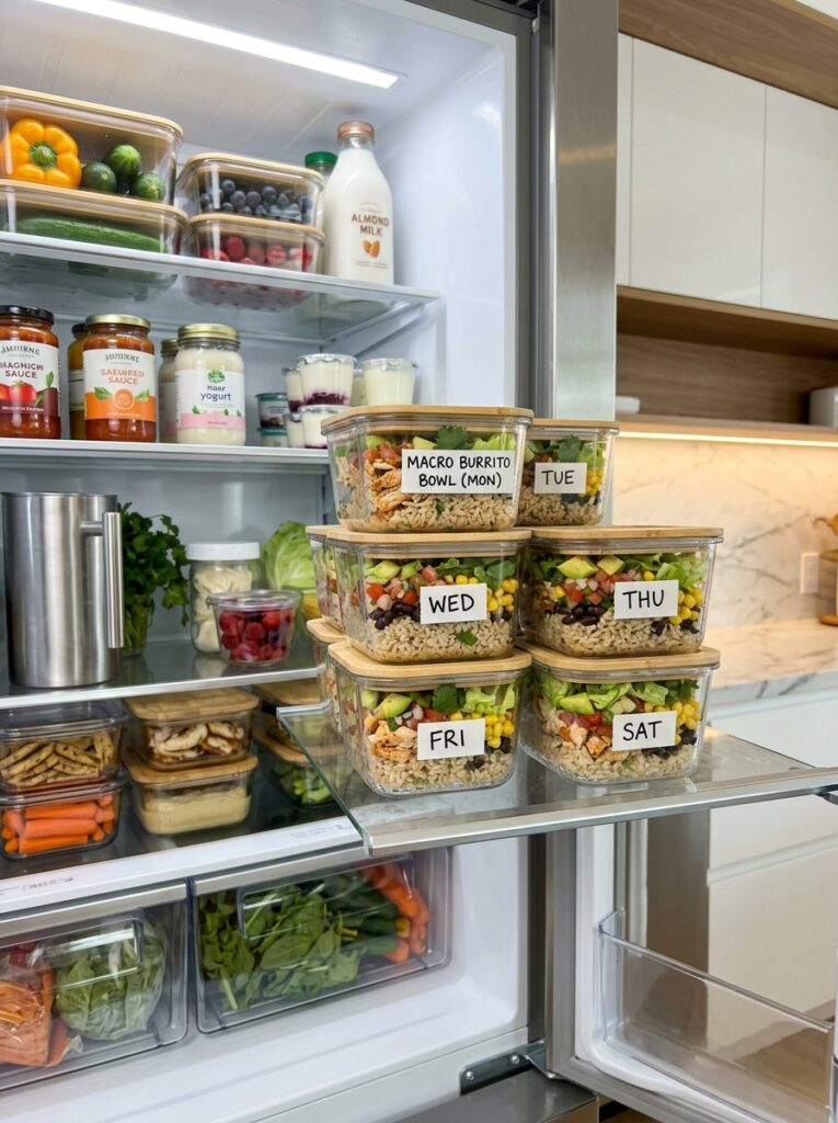 Macro friendly chicken burrito bowl: Easy Recipe 16 Food storage containers chicken … 202606081636