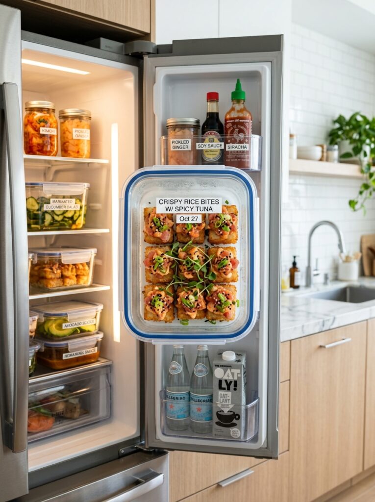Crispy rice bites with spicy tuna 16 Food storage containers crispy rice 202606091543
