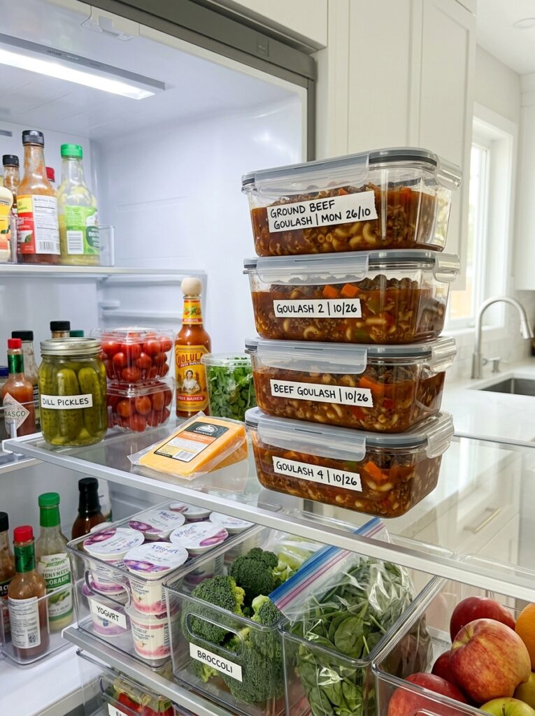 Budget friendly ground beef goulash 16 Food storage containers fridge o… 202606121345