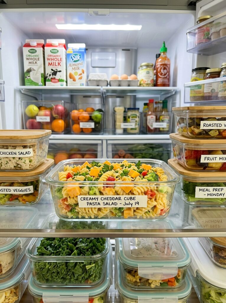 Creamy cheddar cube pasta salad 16 Food storage containers pasta salad 202606031728