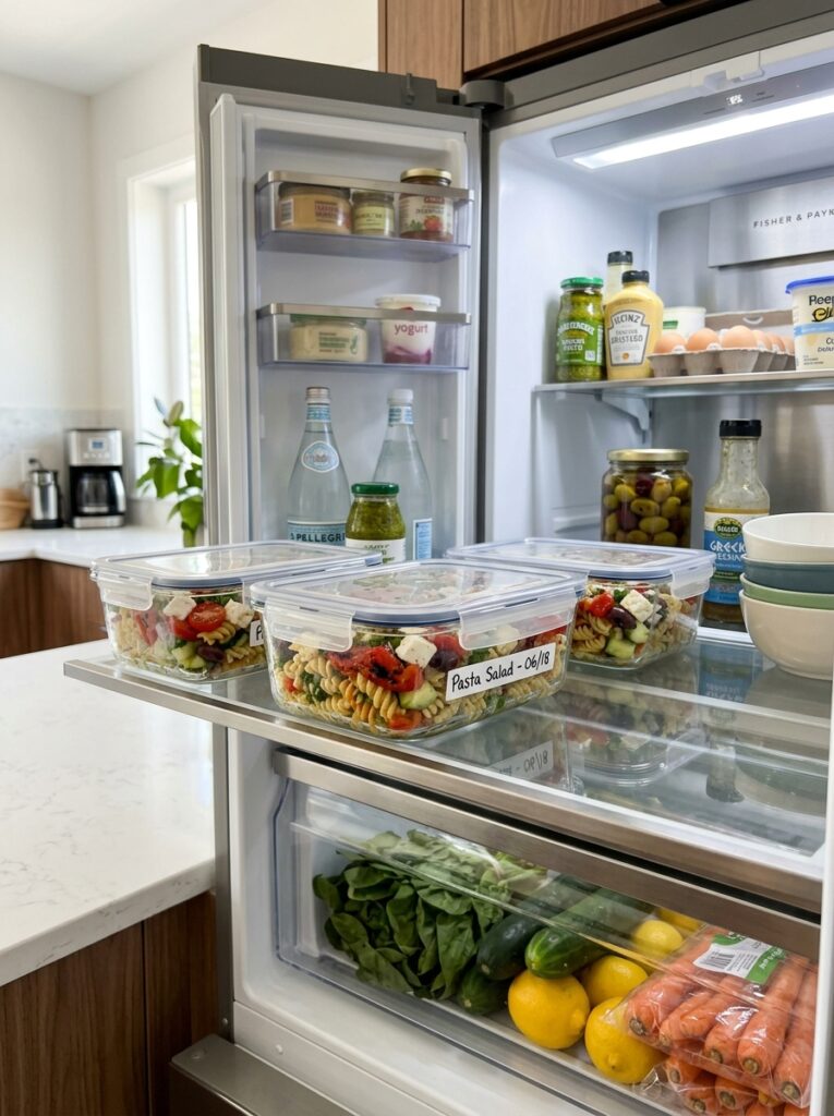 Mediterranean roasted red pepper feta pasta salad: Complete Recipe 5 Food storage containers pasta salad 202606061940