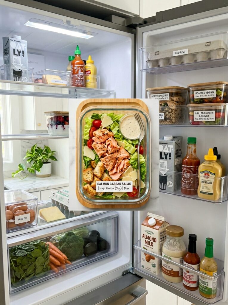high protein salmon caesar salad 16 Food storage containers salmon s… 202605211145