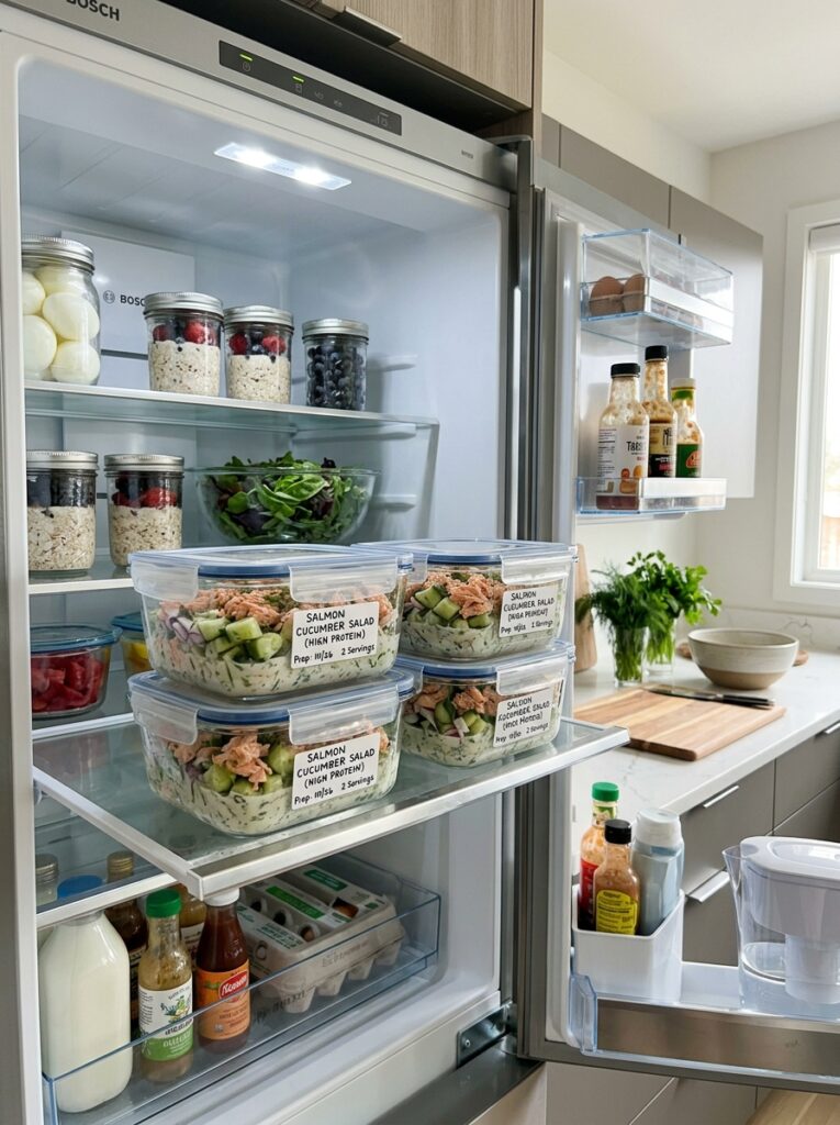 high protein salmon cucumber salad 16 Food storage containers salmon s… 202605221546