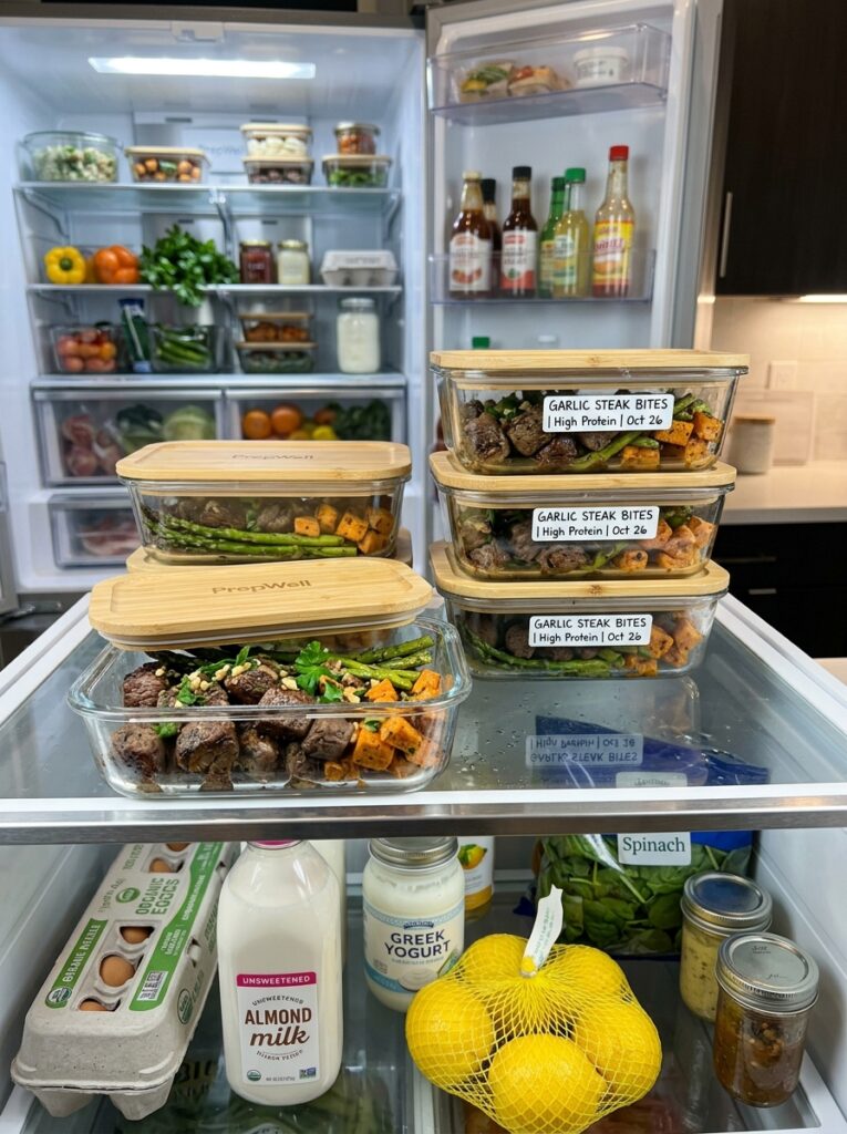 High Protein Garlic Steak Bites Dinner: The Ultimate Homemade Recipe 16 Food storage containers steak bites 202605121502