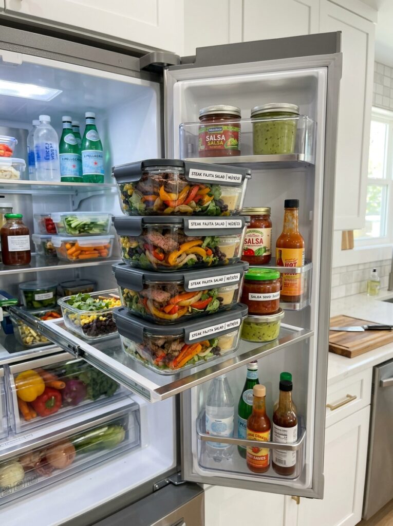 high protein steak fajita salad 16 Food storage containers steak salad 202605121525