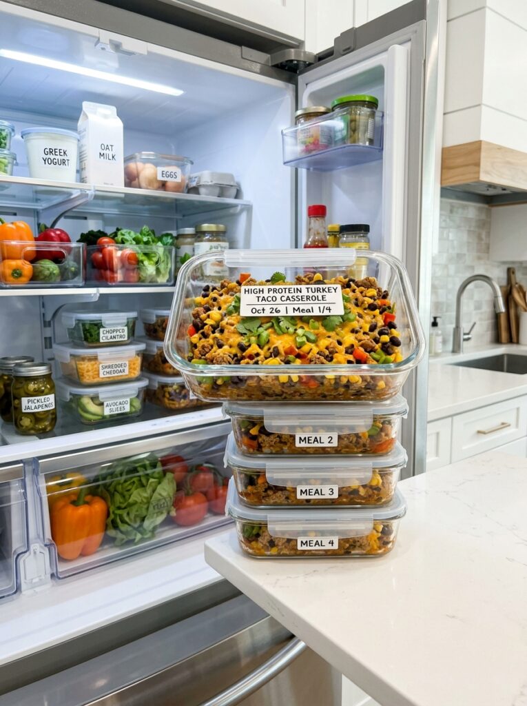 High Protein Turkey Taco Casserole: A Hearty Homemade Recipe 16 Food storage containers turkey c… 202605021246