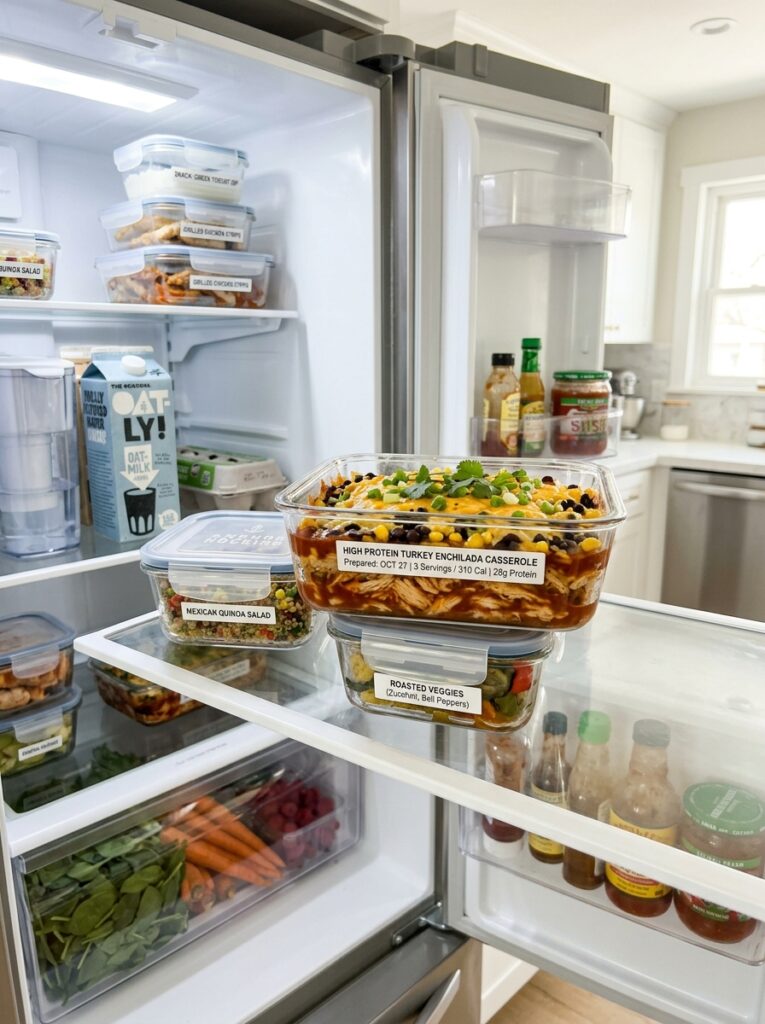 High Protein Turkey Enchilada Casserole: The Ultimate Healthy Dinner 5 Food storage containers turkey c… 202605051712