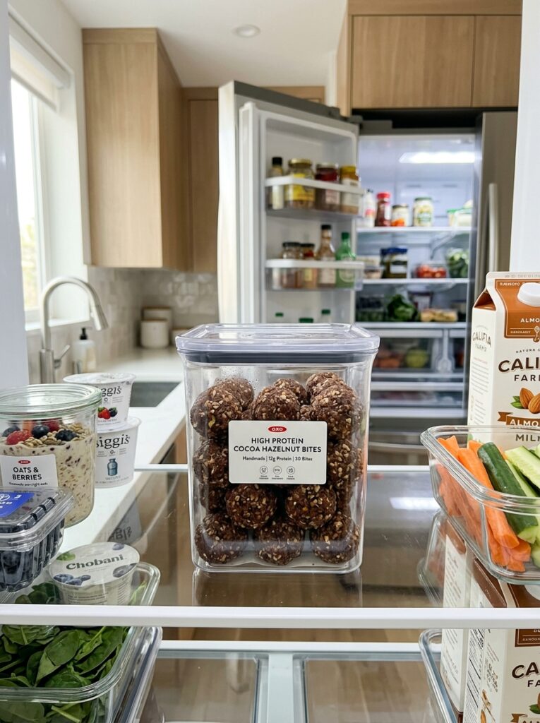 high protein cocoa hazelnut bites 16 Food storage containers with bites 202605081150
