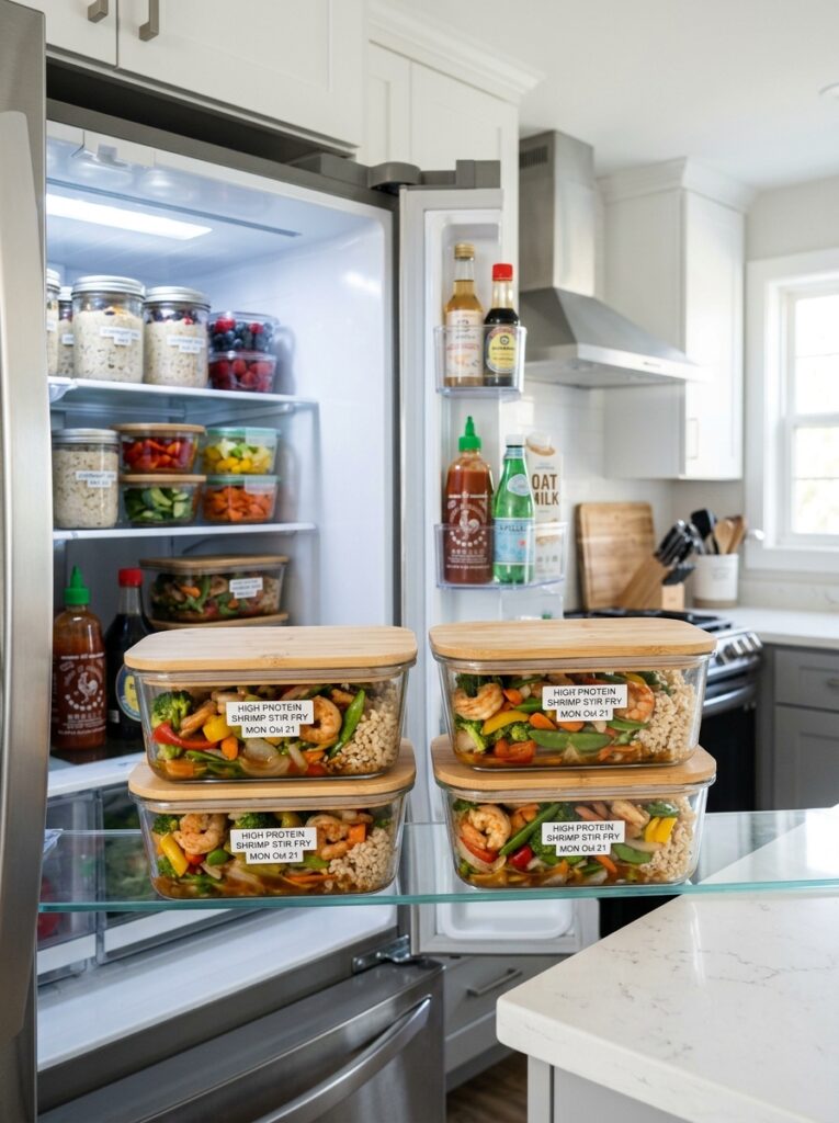 High Protein Shrimp Stir Fry: Easy Recipe 16 Food storage containers with high 202605181612