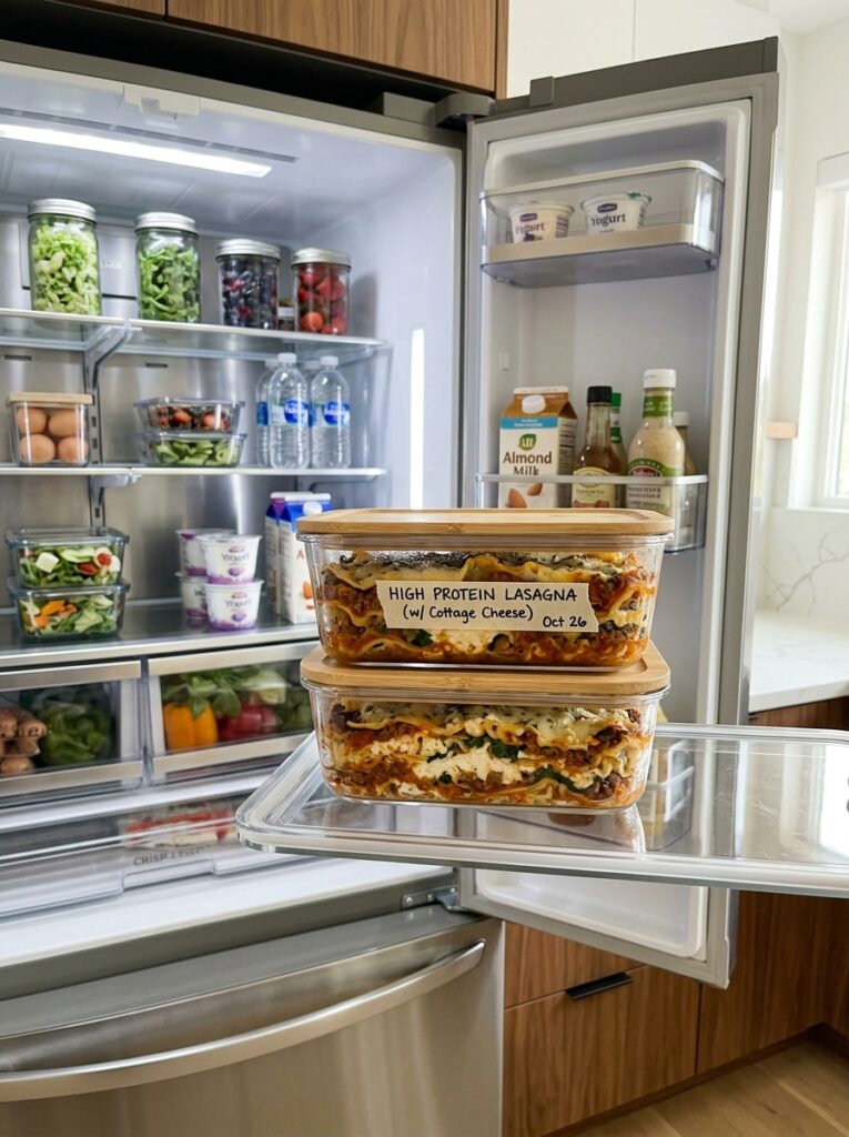 High Protein Lasagna with Cottage Cheese: A Delicious Homemade Recipe 16 Food storage containers with las… 202606081632