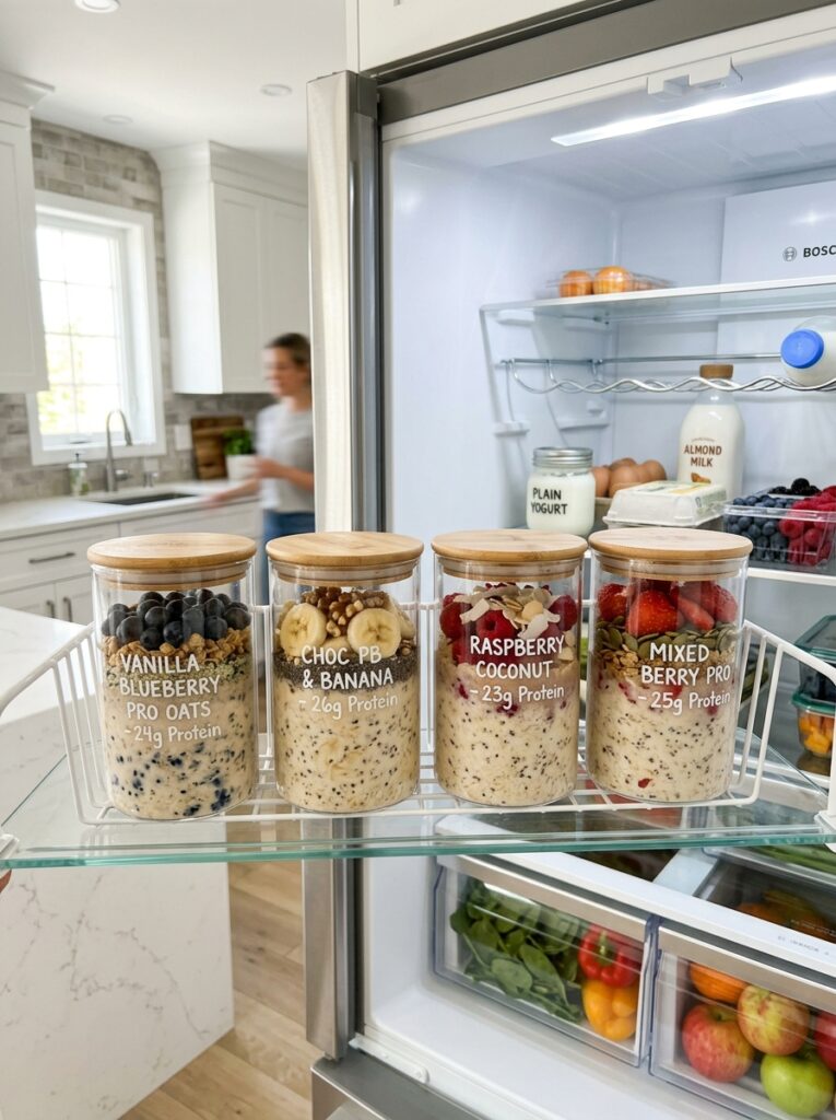 High Protein Overnight Oats with Protein Powder 16 Food storage containers with oats 202606081644