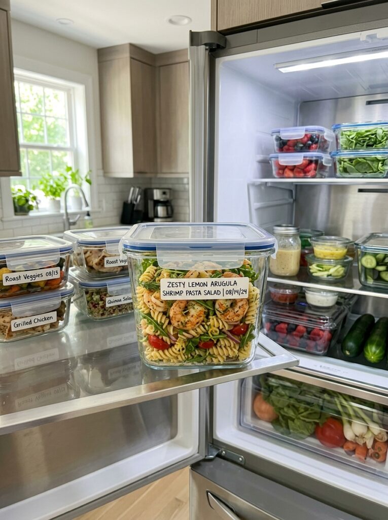 Zesty Lemon Arugula Shrimp Pasta Salad 16 Food storage containers with pas… 202606041609