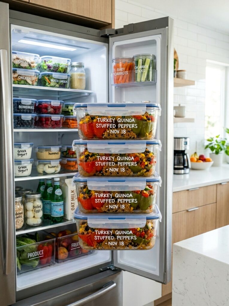 high protein turkey quinoa stuffed peppers 16 Food storage containers with pep… 202605081922