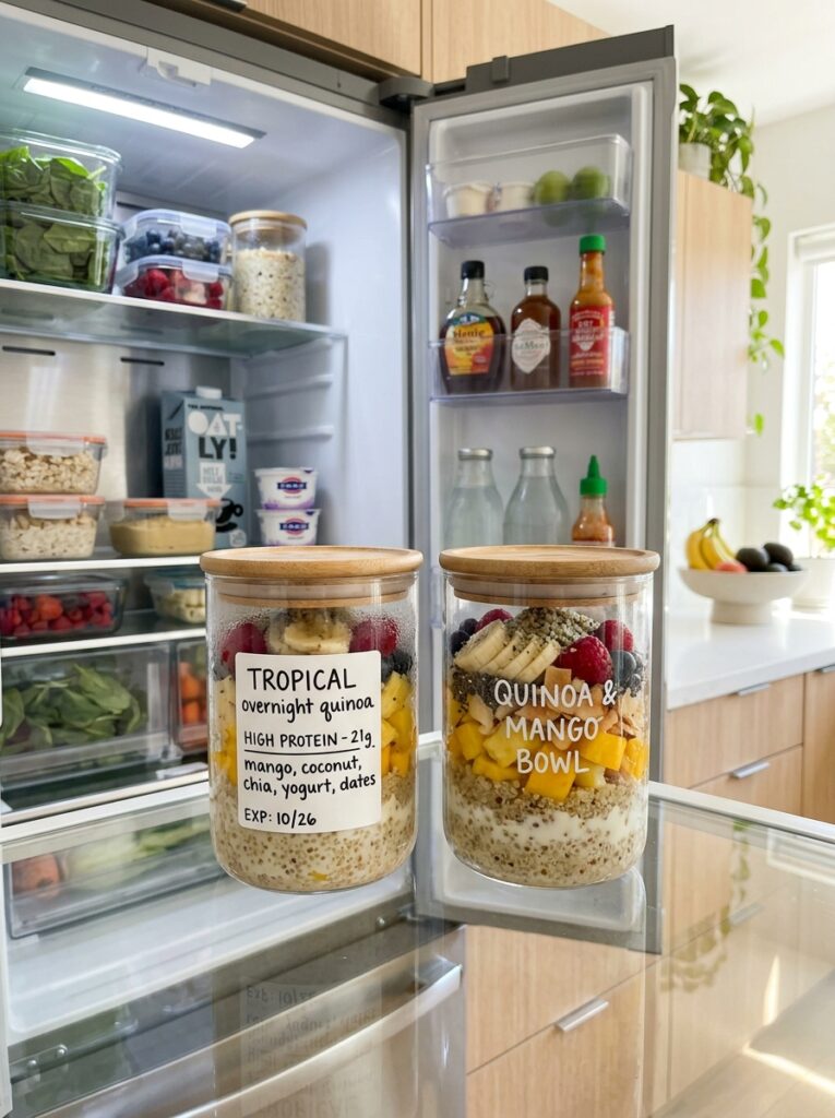 high protein tropical overnight quinoa: creamy coconut breakfast bowl 16 Food storage containers with quinoa 202605250054