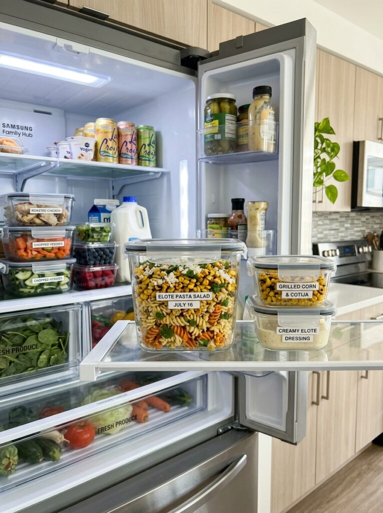 Elote Mexican Street Corn Pasta Salad 16 Food storage containers with salad 202606041557