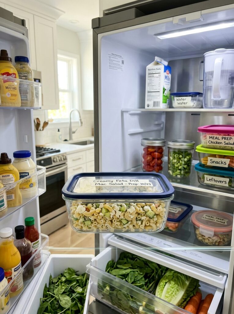 Creamy Feta Dill Cucumber Macaroni Salad 16 Food storage containers with salad 202606061911