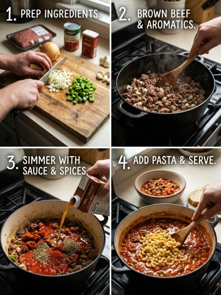 Budget friendly ground beef goulash 14 Ground beef goulash cooking process 202606121345