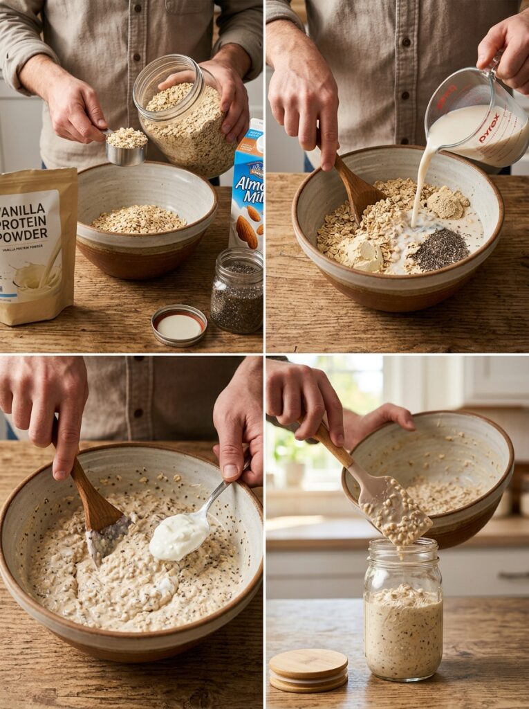 High Protein Overnight Oats with Protein Powder 14 High protein oats cooking 202606081644