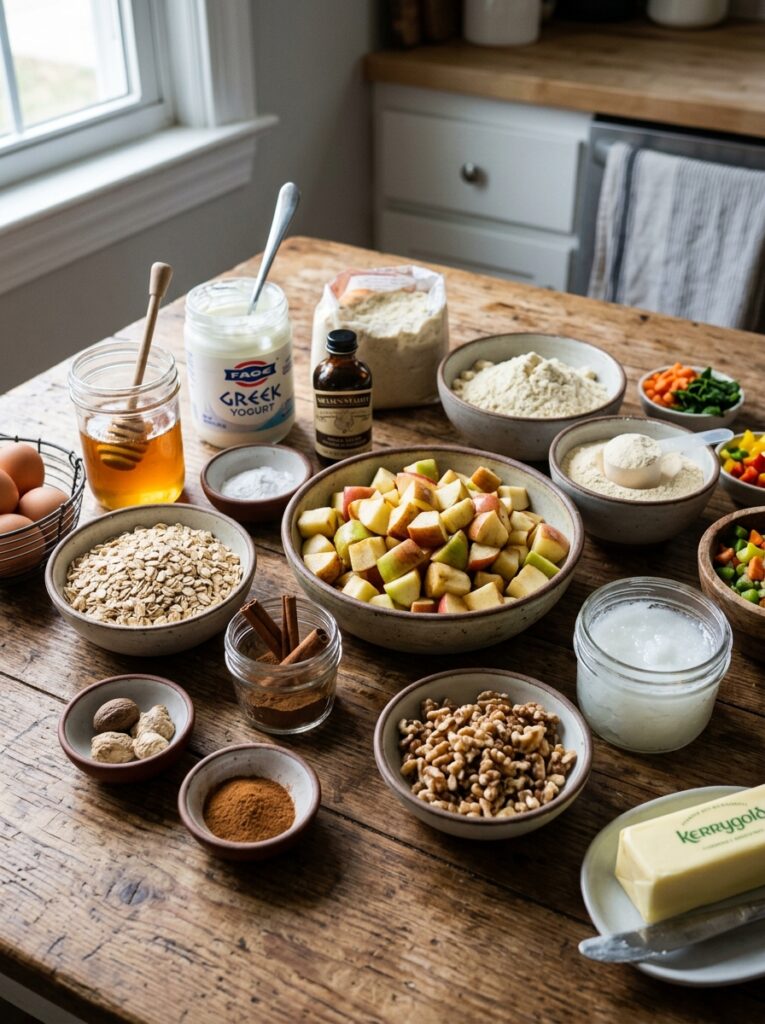 Ingredients for apple cinnamon loaf 202605211210