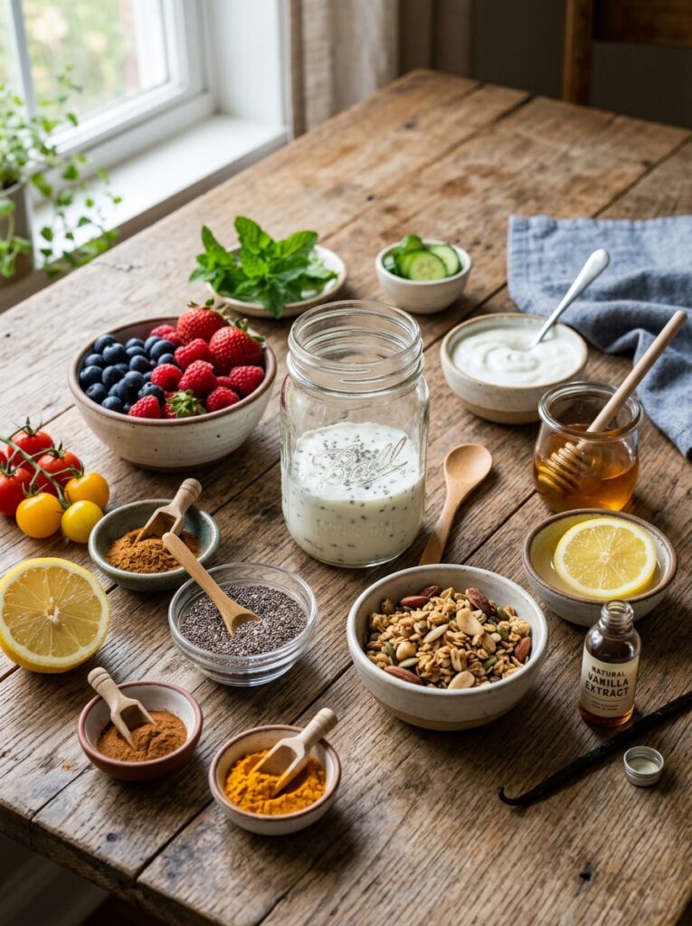 High Protein Mixed Berry Breakfast Jar 13 Ingredients for breakfast jar 202605311501