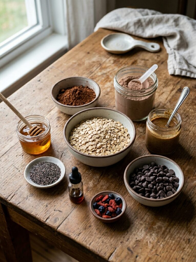 high protein chocolate oat bites 13 Ingredients for chocolate oat bites 202605051702