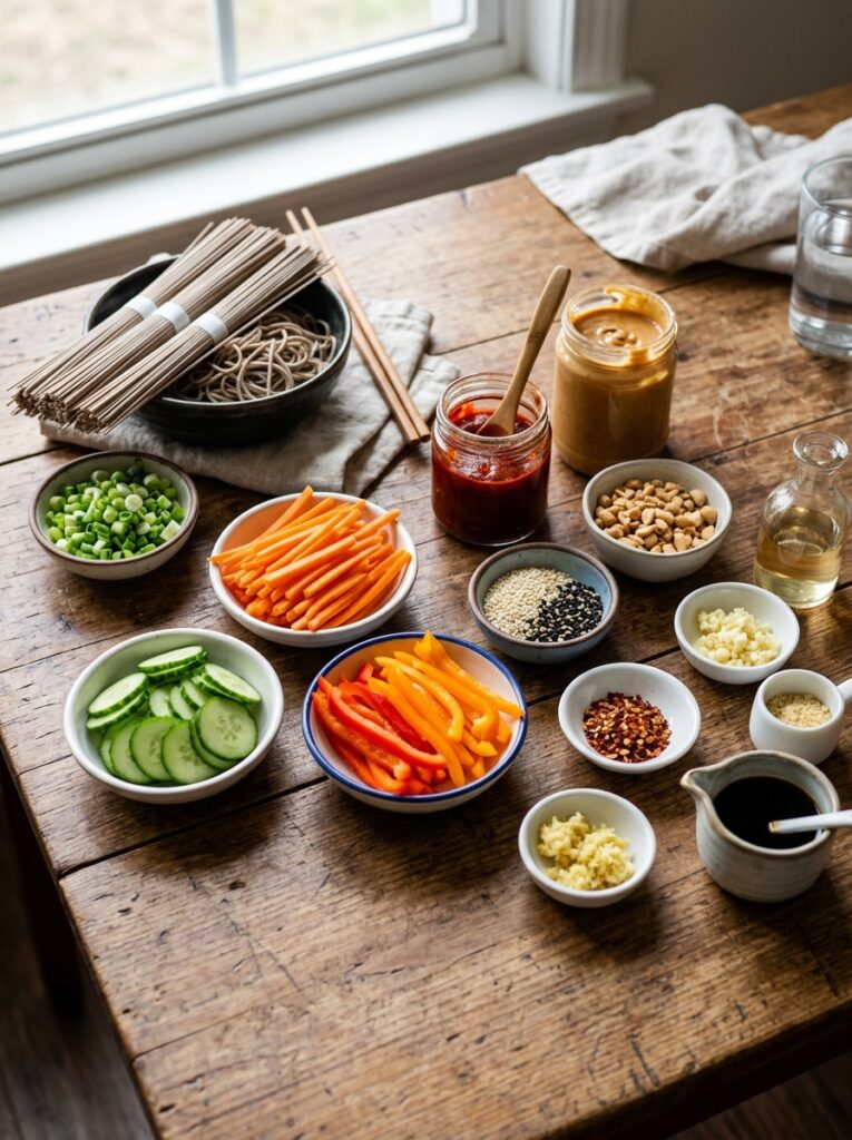 Spicy Gochujang Peanut Cold Noodle Salad Recipe 13 Ingredients for cold noodle salad 202606041550