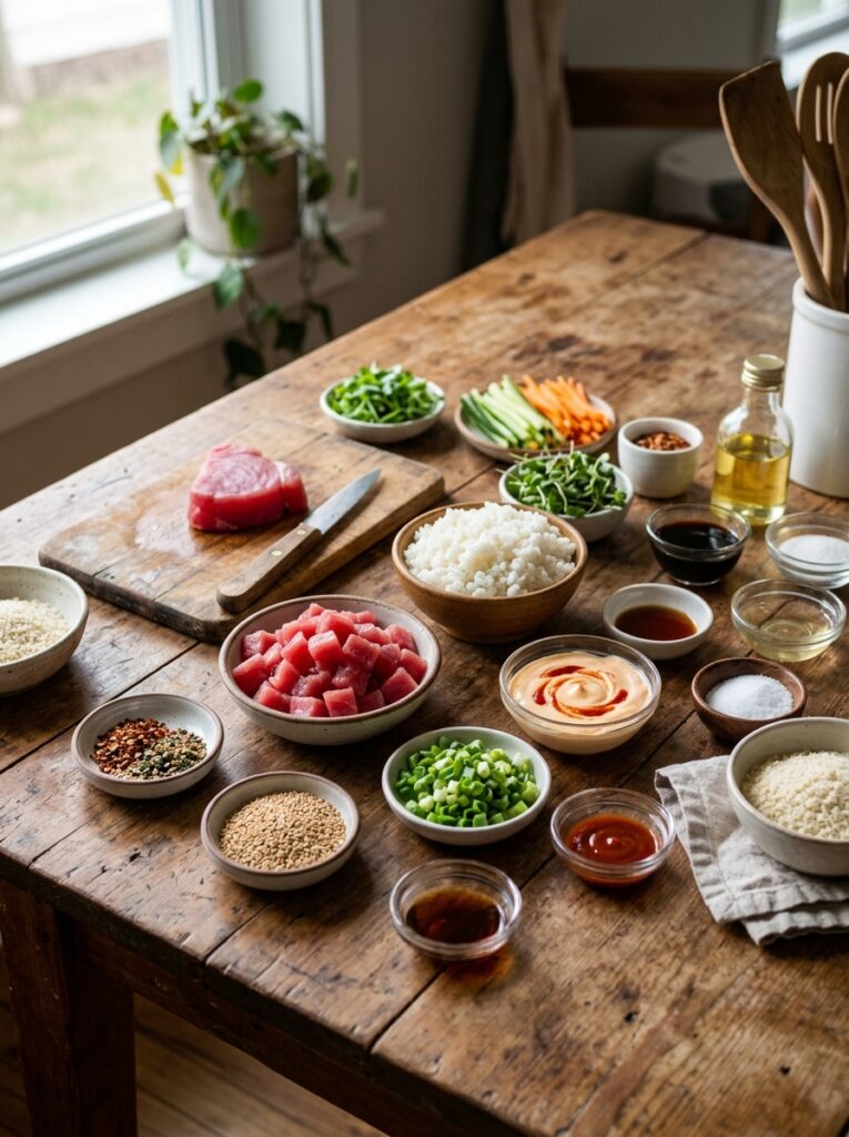 Crispy rice bites with spicy tuna 13 Ingredients for crispy rice bites 202606091543