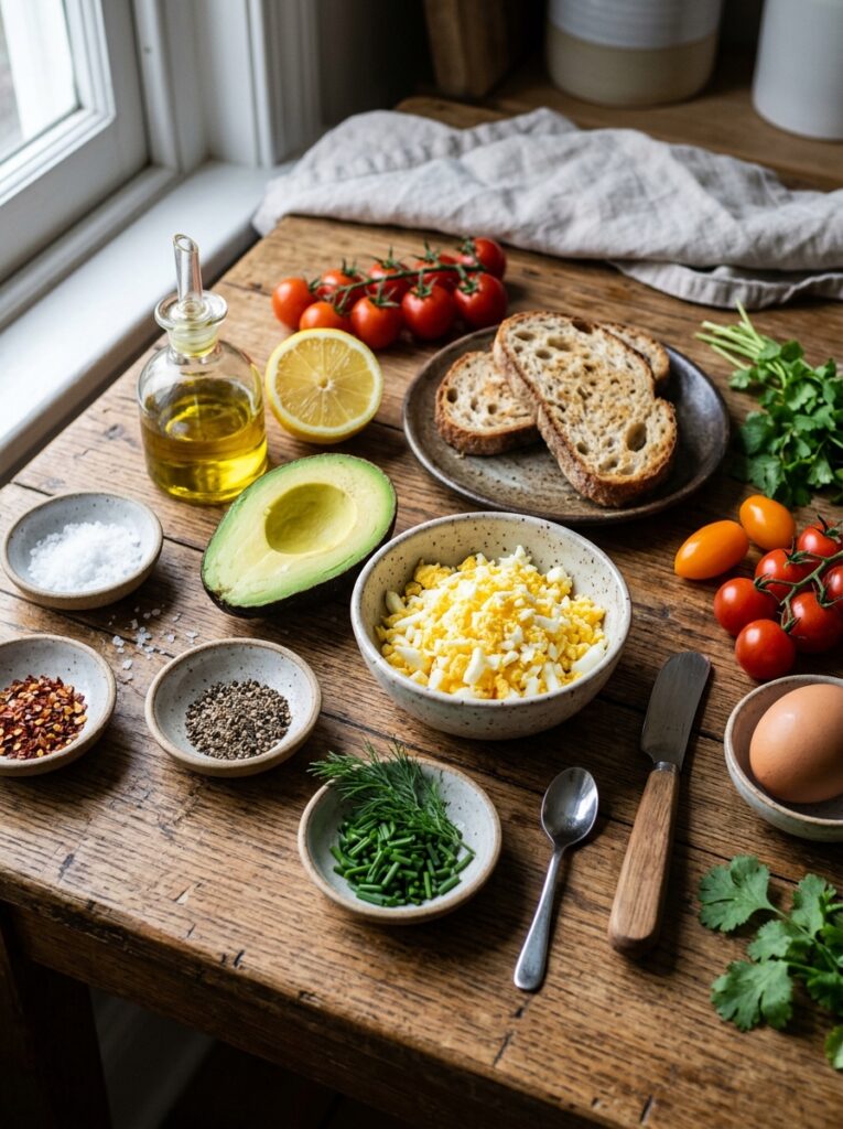 Ingredients for egg toast arranged 202606091519