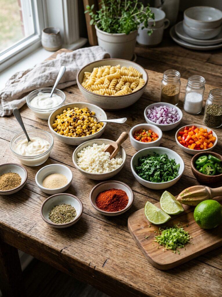 Elote Mexican Street Corn Pasta Salad 13 Ingredients for elote pasta salad 202606041557