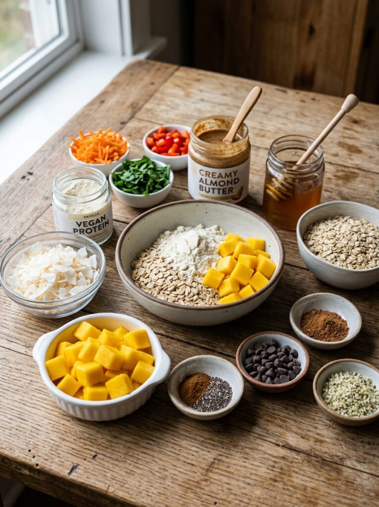 high protein mango coconut bites: Homemade Healthy Snack Recipe 13 Ingredients for mango coconut bites 202605091822
